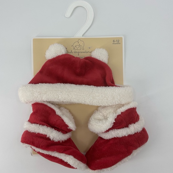 First Impressions Other - First Impressions Baby Red Holiday Hat and Booties Set Size 6-12 Months New